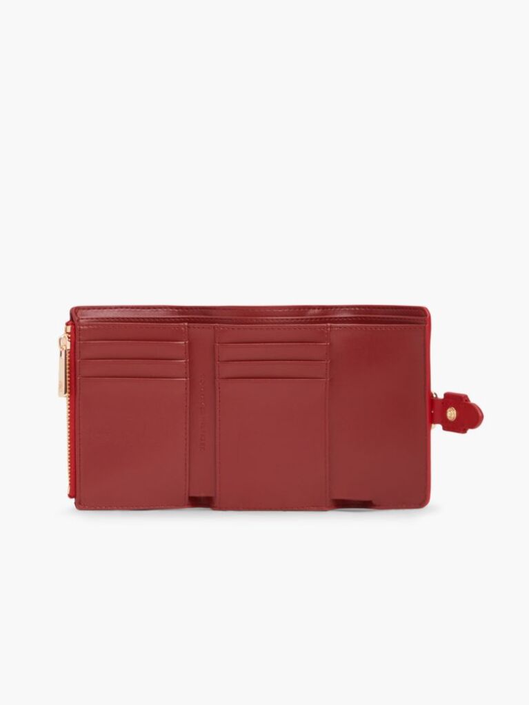 Rosu Portofel Trifold Pebble Grain Cu Catarama  Femei