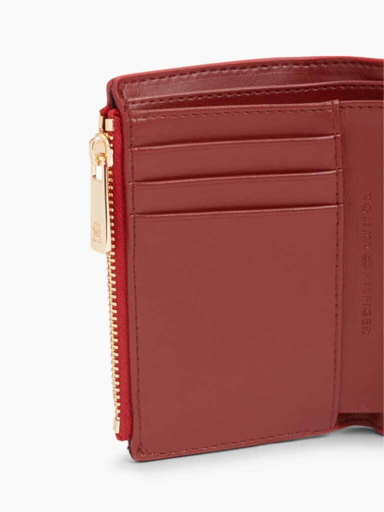 Rosu Portofel Trifold Pebble Grain Cu Catarama  Femei
