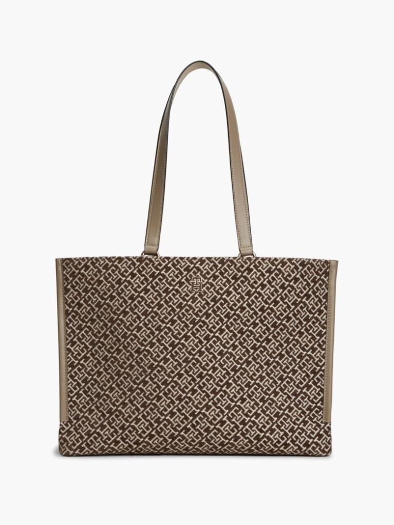 Bej Geanta Tote Jacquard Cu Monograma TH  Femei