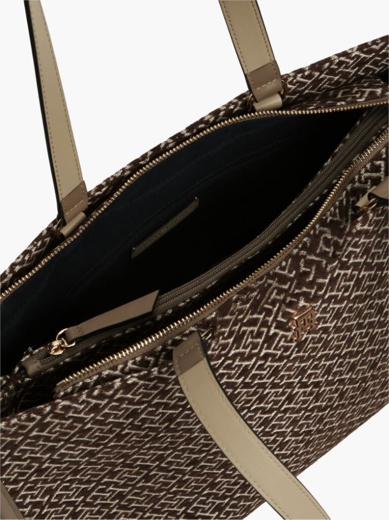 Bej Geanta Tote Jacquard Cu Monograma TH  Femei