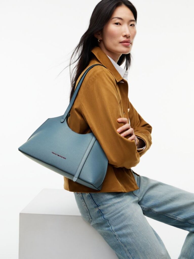 Blue Geanta Tote Modern Cu Textura  Femei