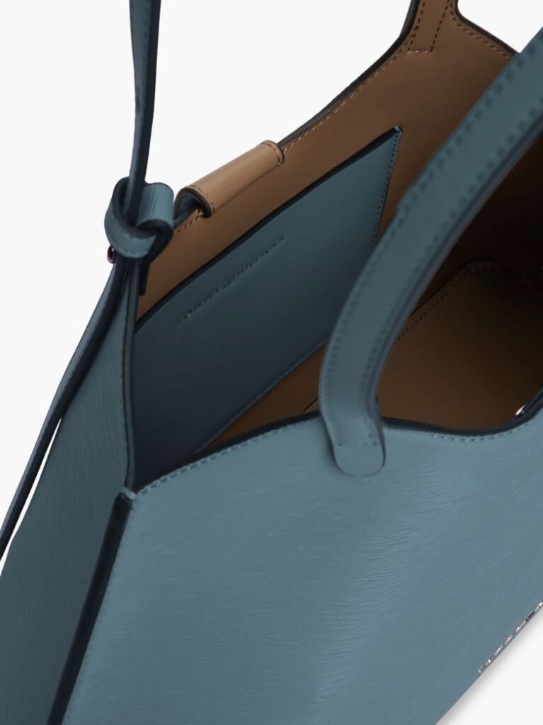 Blue Geanta Tote Modern Cu Textura  Femei