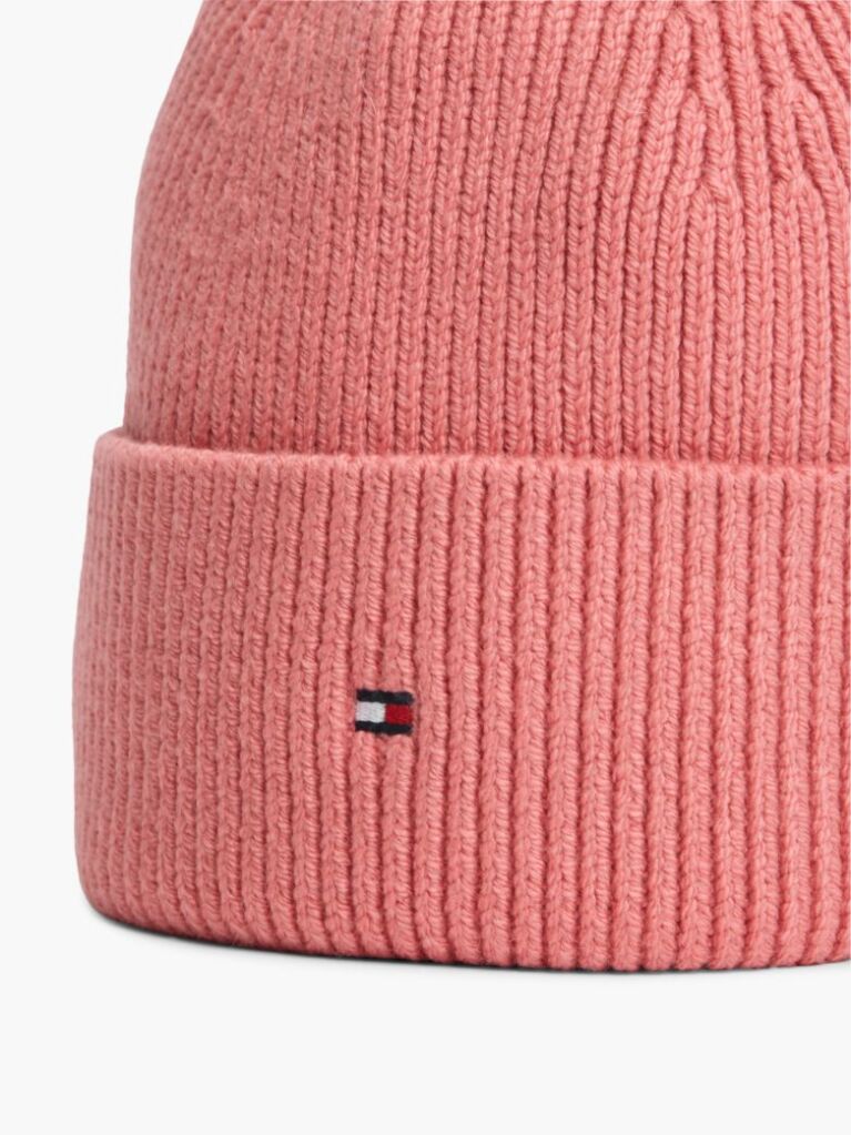 Pink Hilfiger Flag Embroidery Beanie With Wool  Women