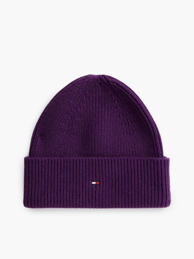 Mov Caciula Din Lana Cu Steag Hilfiger Brodat  Femei