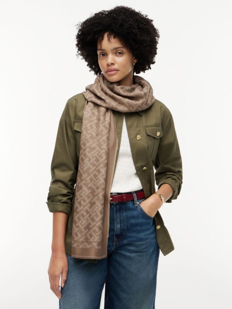 Brown TH Monogram Jacquard Scarf  Women