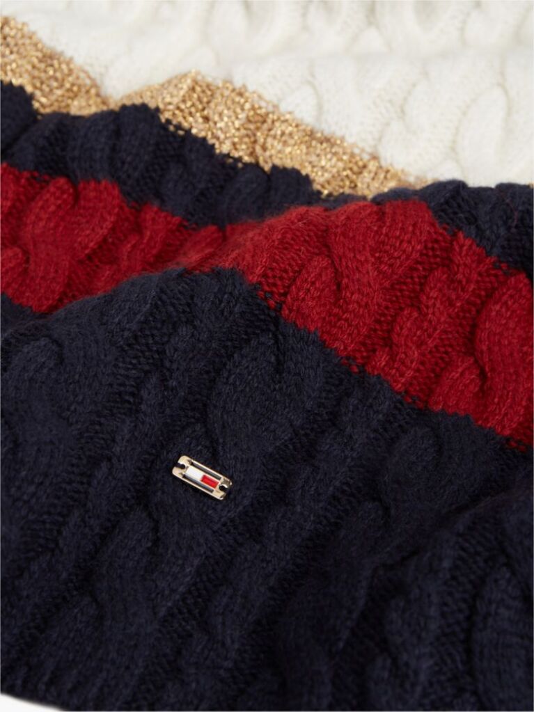Blue Flag Cable Knit Scarf With Alpaca  Women