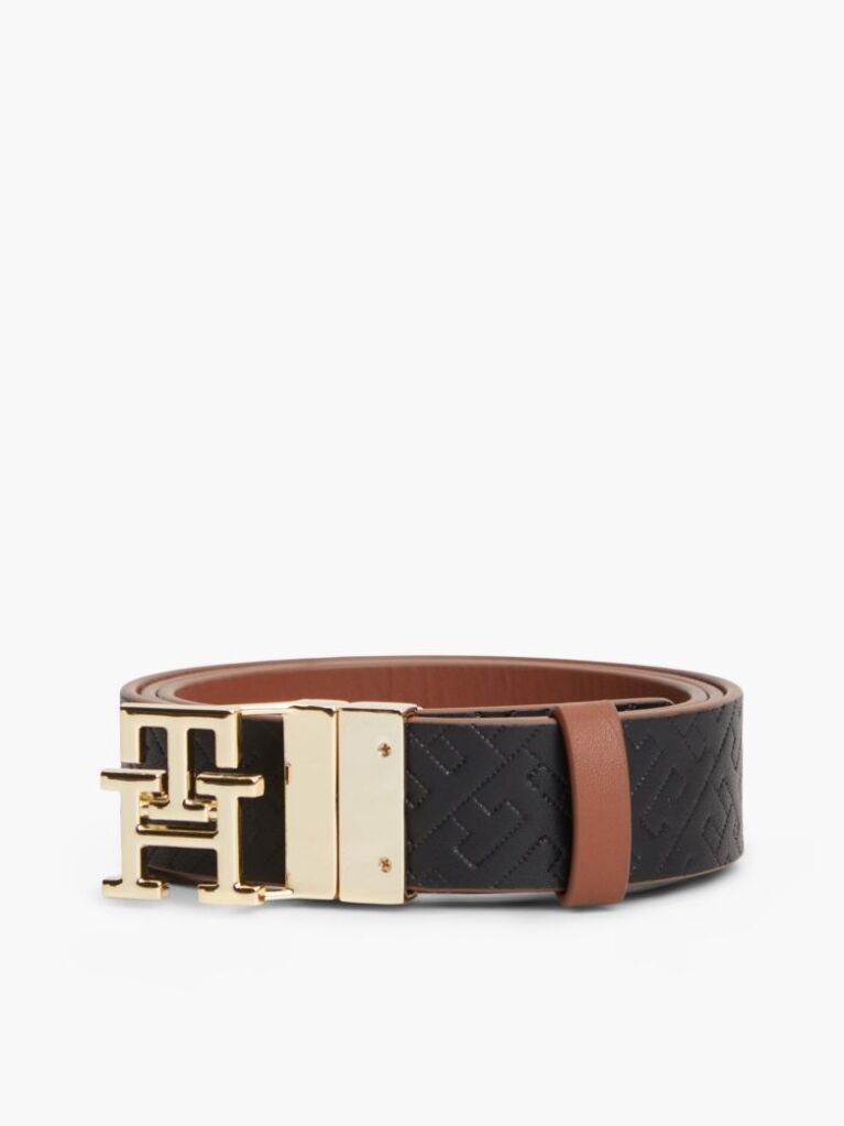 Multi Reversible TH Monogram Buckle Leather Belt  Women