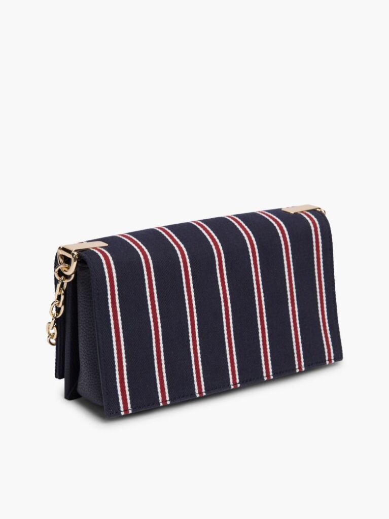 Blue Geanta Crossbody Cu Lant Si Dunga Global  Femei