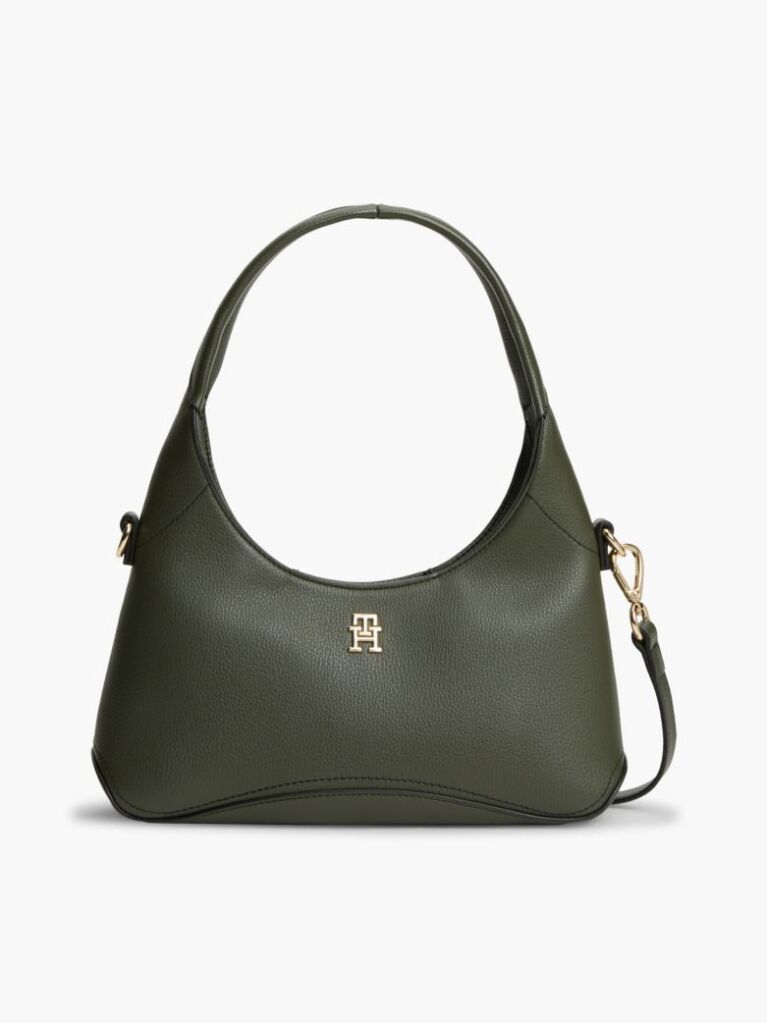 Green TH Monogram Plaque Crossbody Hobo Bag  Women