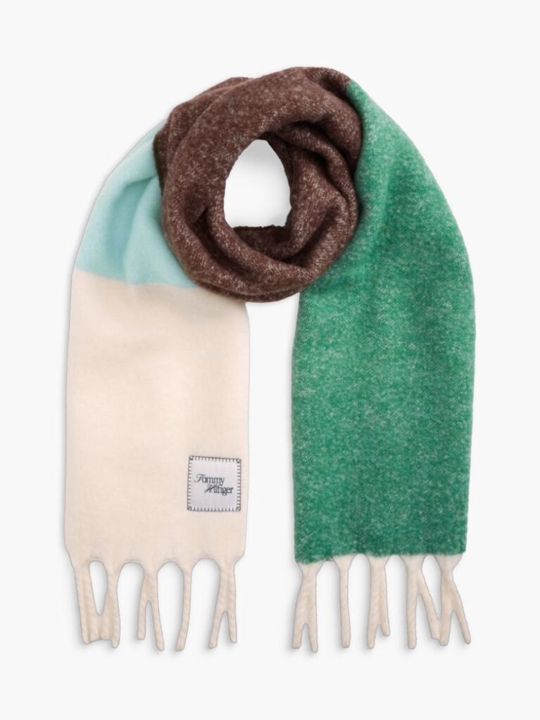 Multi Wool Blend Flag Embroidery Scarf  Women