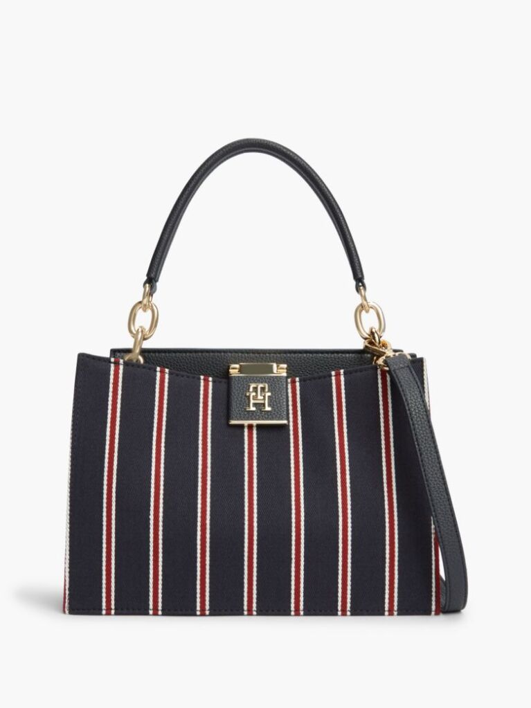 Blue Geanta Satchel Cu Monograma TH Si Dunga Global  Femei