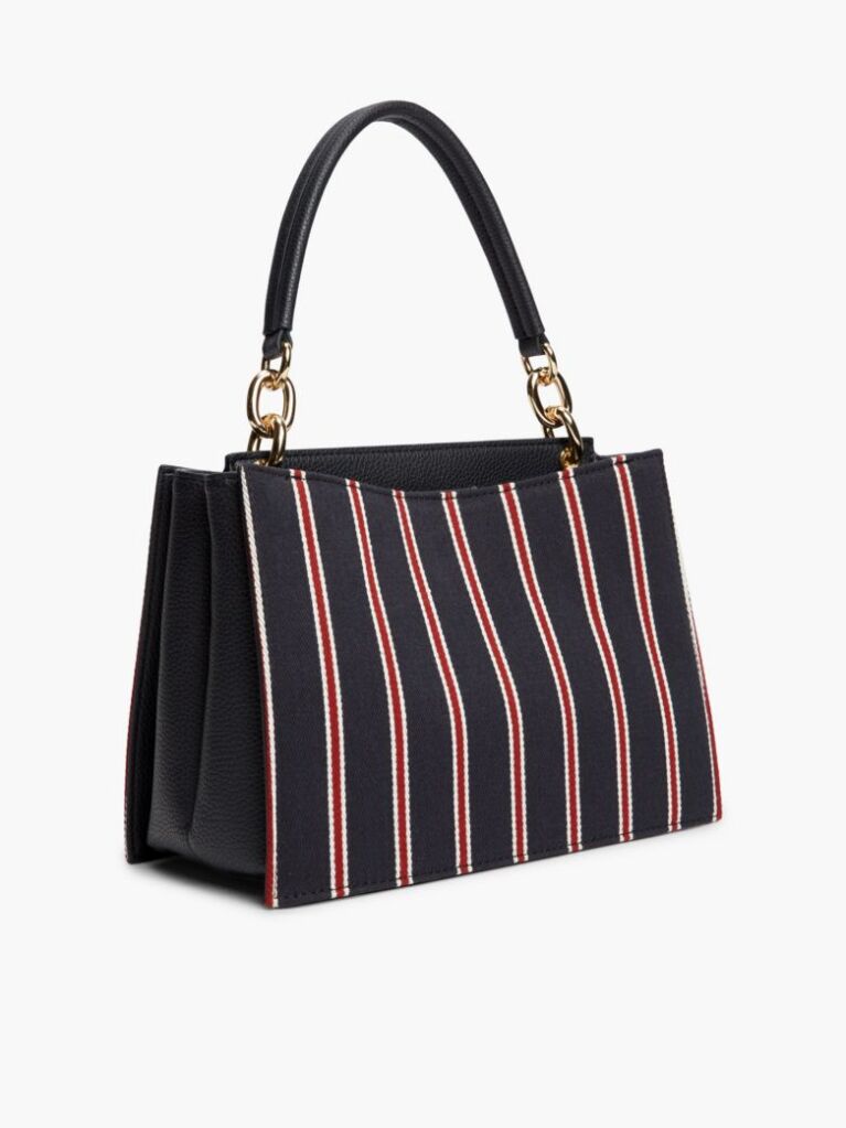 Blue Geanta Satchel Cu Monograma TH Si Dunga Global  Femei