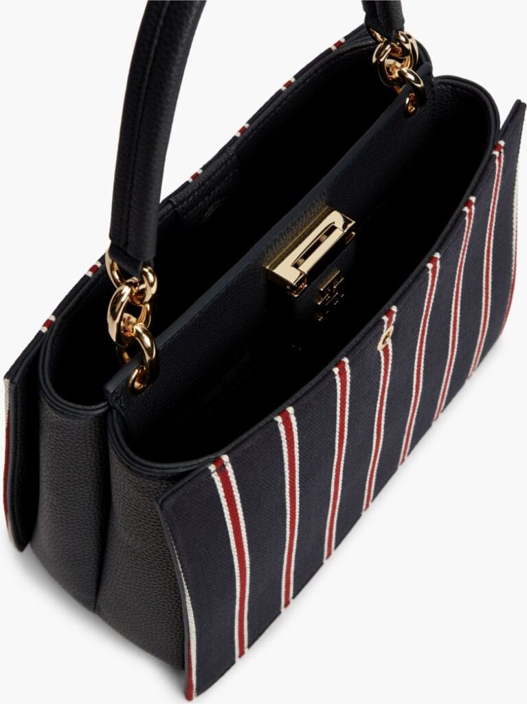 Blue Geanta Satchel Cu Monograma TH Si Dunga Global  Femei