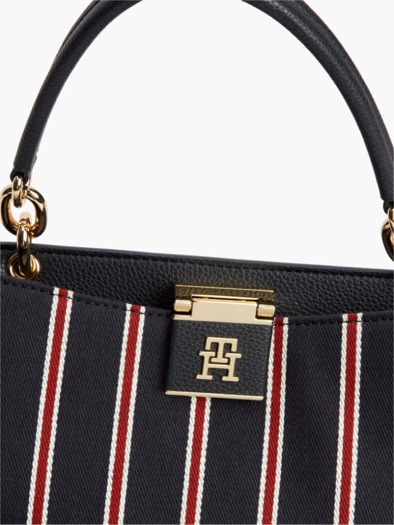 Blue Geanta Satchel Cu Monograma TH Si Dunga Global  Femei