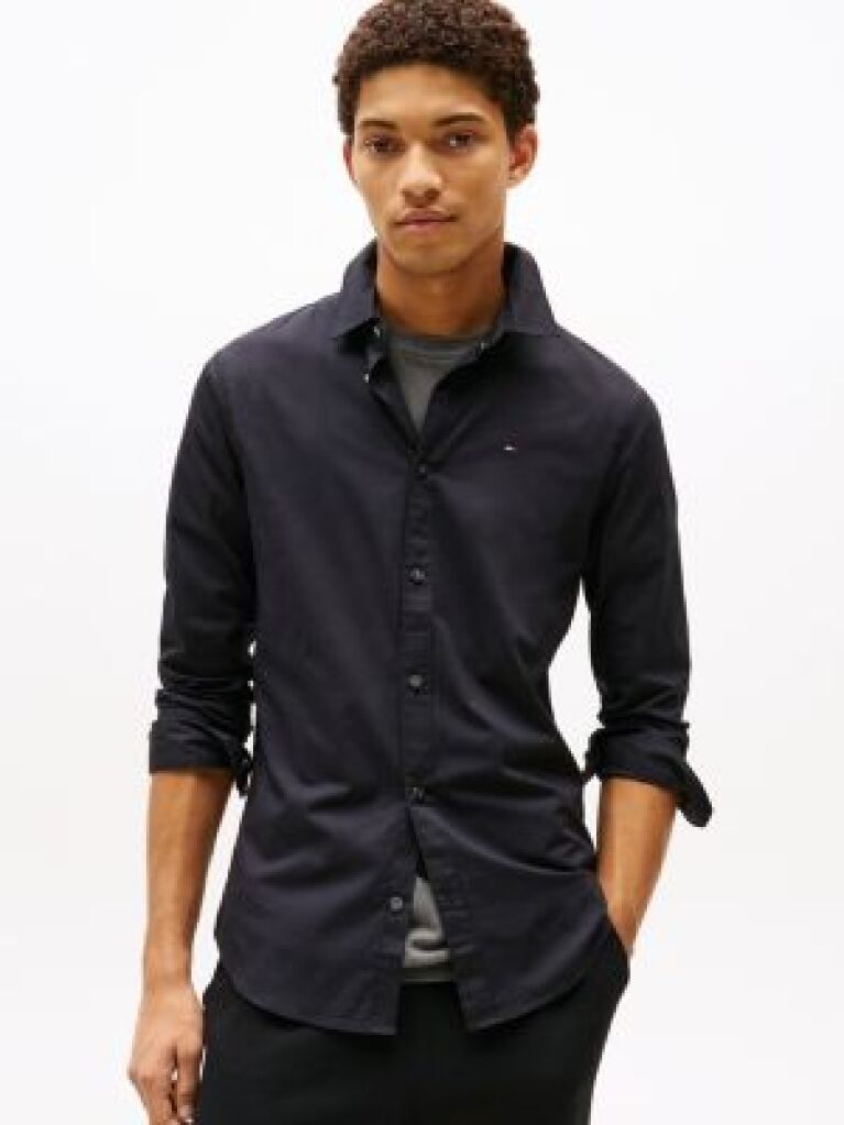 Negru Camasa Slim Fit Stretch  Barbati