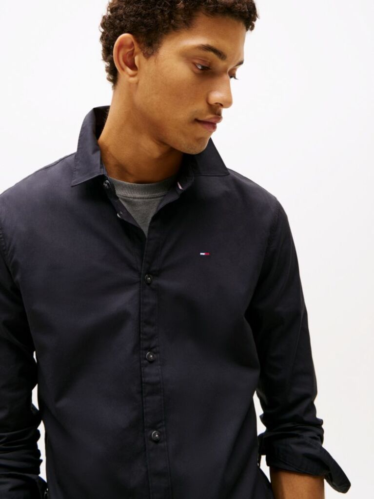 Negru Camasa Slim Fit Stretch  Barbati