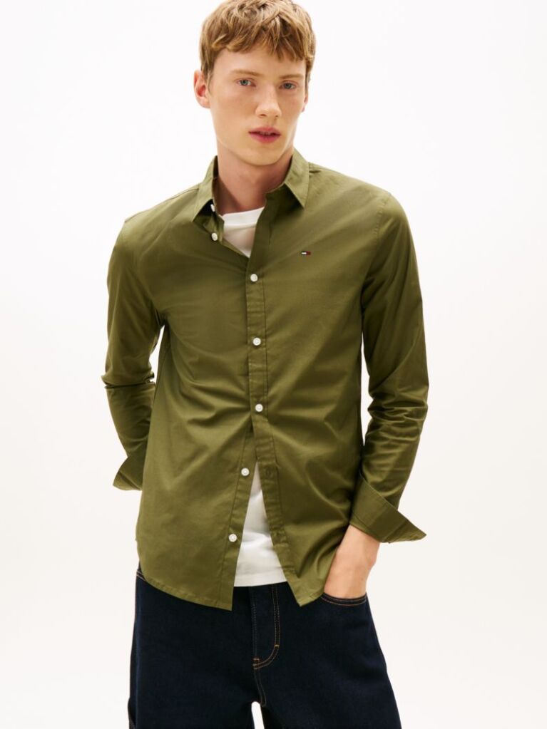 Green Stretch Slim Fit Shirt  Men