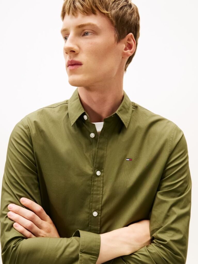 Green Stretch Slim Fit Shirt  Men