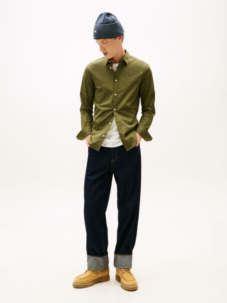 Green Stretch Slim Fit Shirt  Men