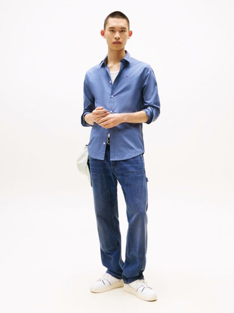 Blue Camasa Slim Fit Stretch  Barbati