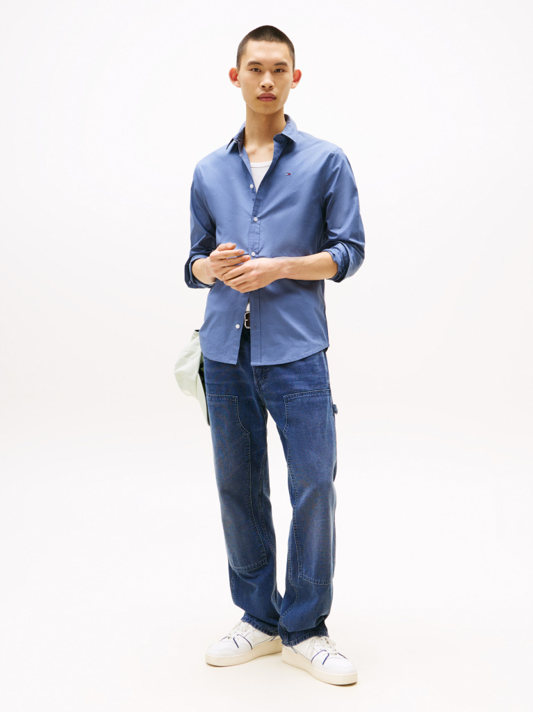 Blue Camasa Slim Fit Stretch  Barbati