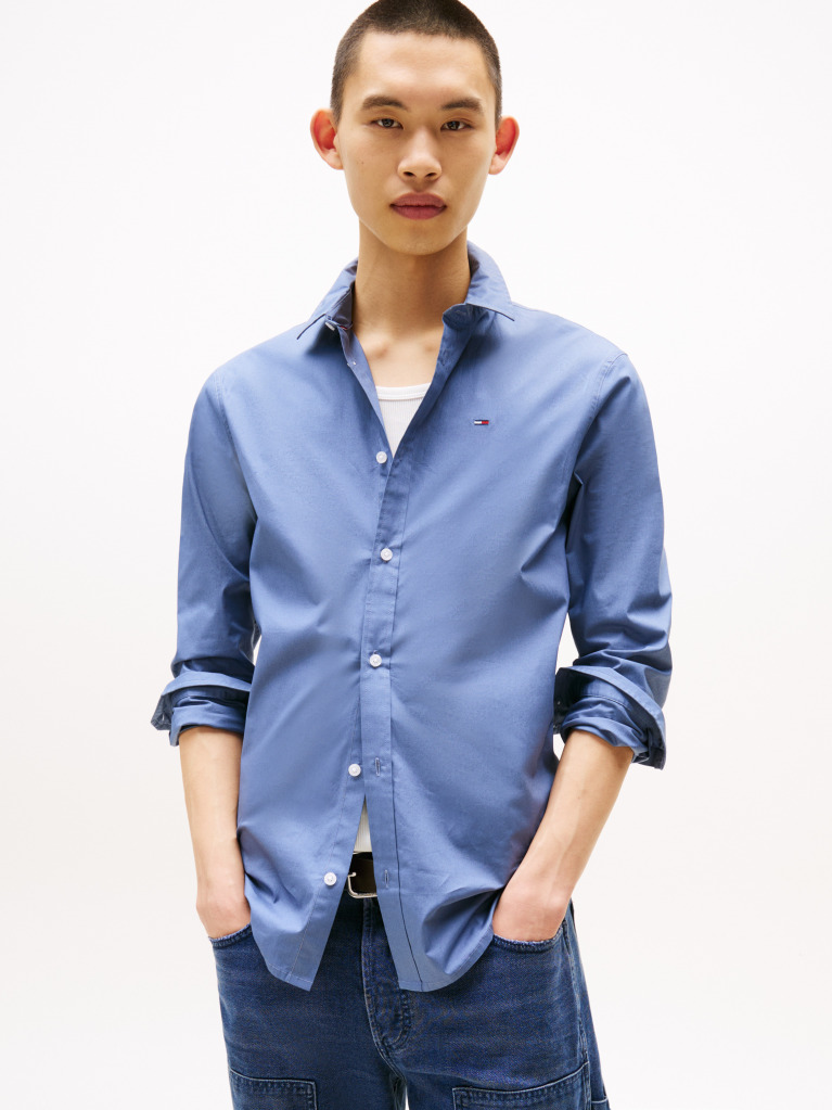 Blue Camasa Slim Fit Stretch  Barbati