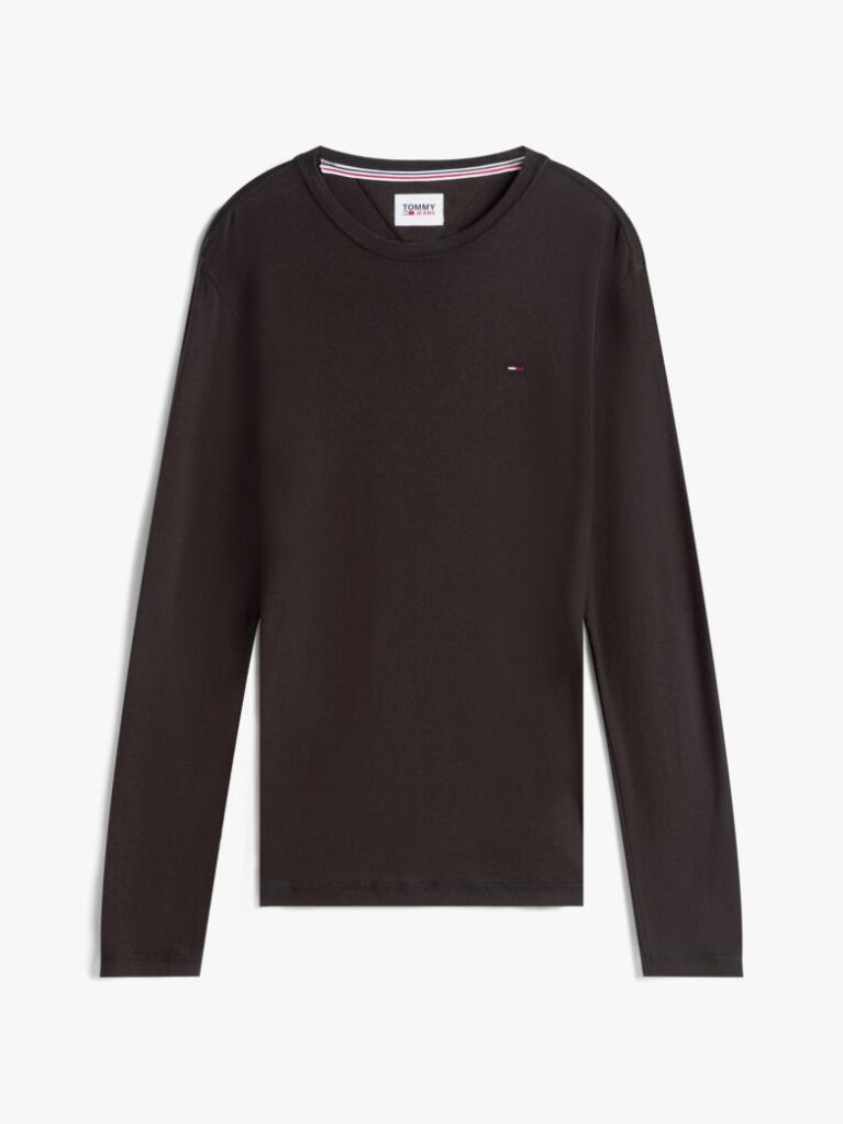 Negru Tricou Cu Maneca Lunga din Bumbac Organic  Barbati
