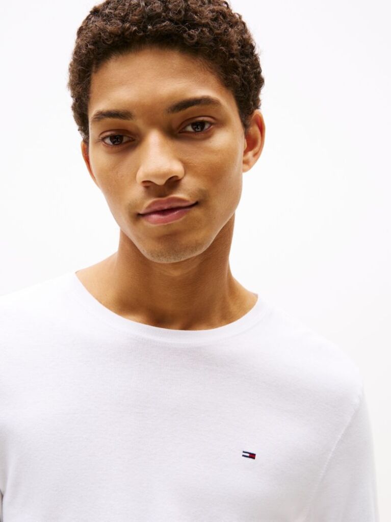 Alb Tricou Cu Maneca Lunga din Bumbac Organic  Barbati