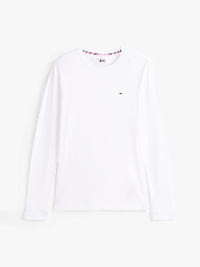 Alb Tricou Cu Maneca Lunga din Bumbac Organic  Barbati