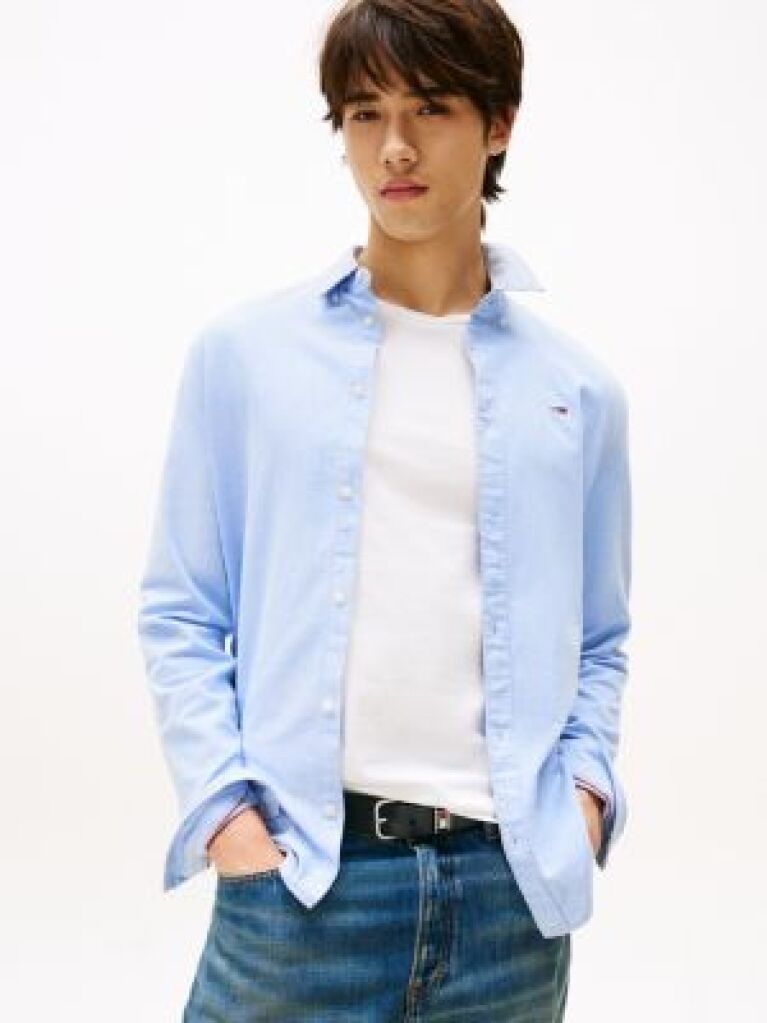Blue Stretch Organic Cotton Slim Fit Shirt  Men