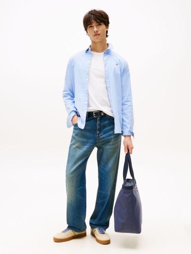 Blue Stretch Organic Cotton Slim Fit Shirt  Men