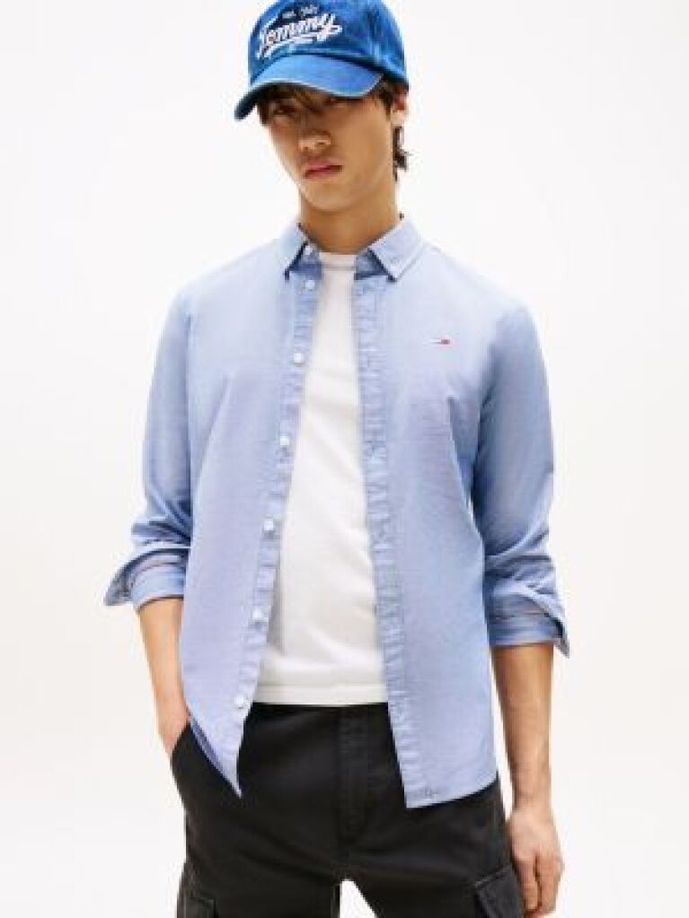 Blue Camasa Slim Fit Din Bumbac Organic Stretch  Barbati