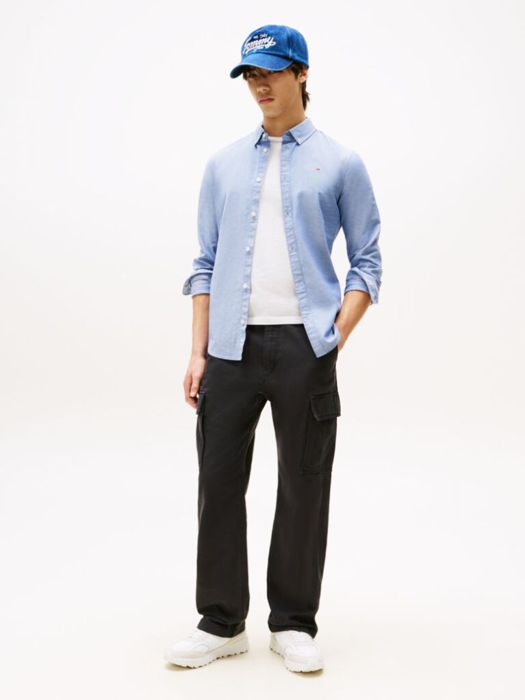 Blue Camasa Slim Fit Din Bumbac Organic Stretch  Barbati
