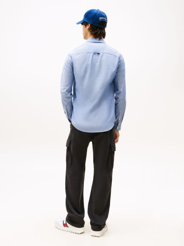 Blue Camasa Slim Fit Din Bumbac Organic Stretch  Barbati