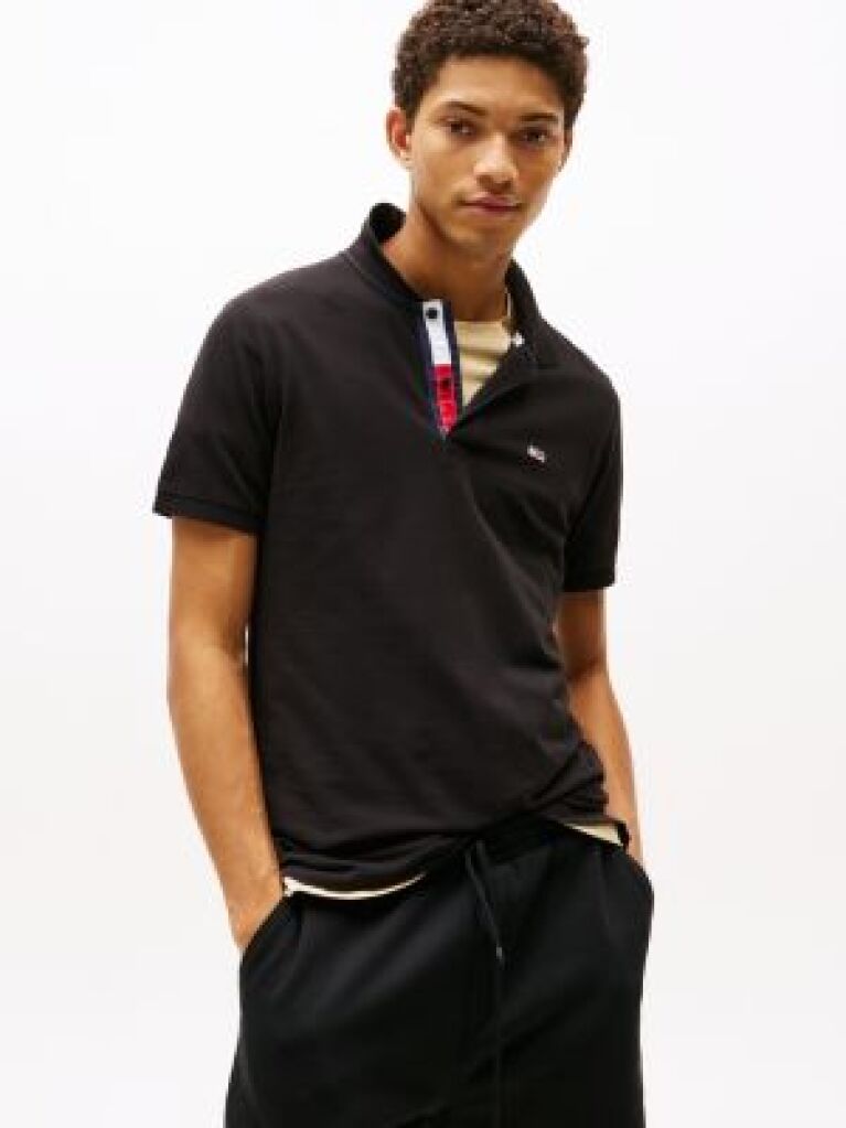 Negru Polo Slim Placket TJM  Barbati
