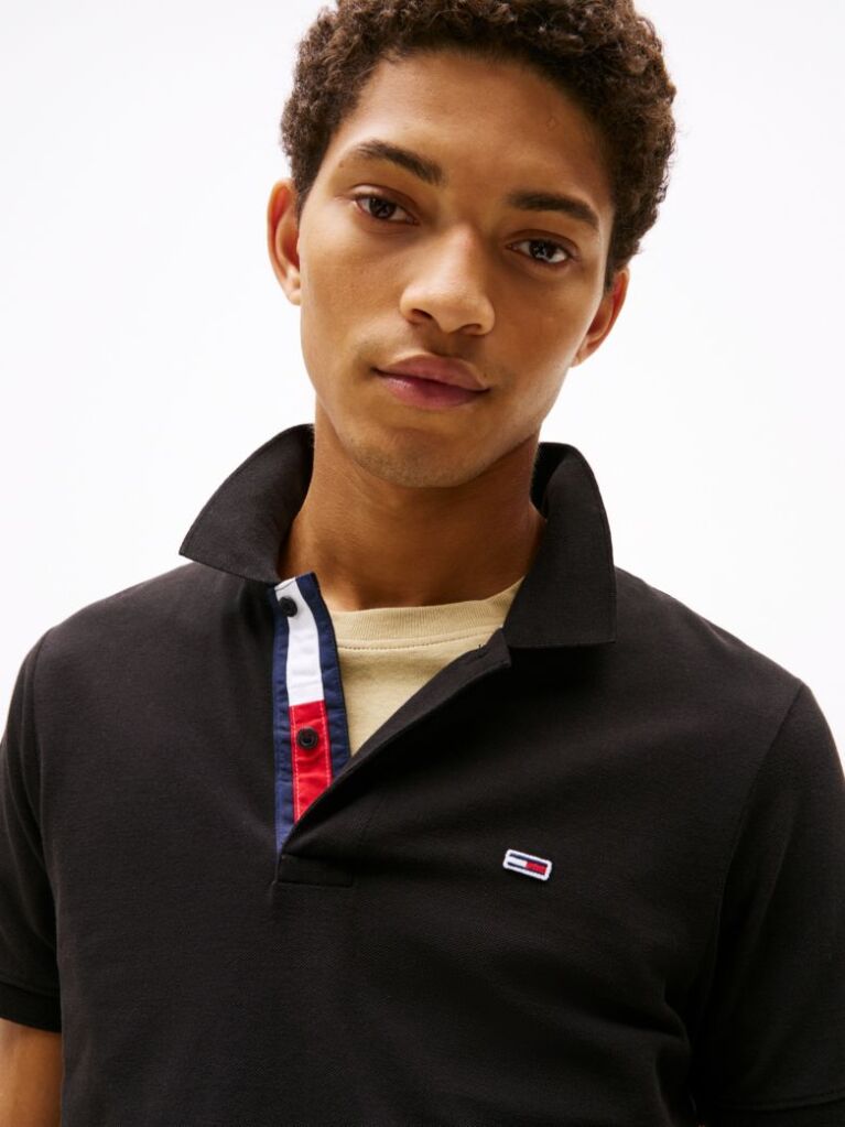 Negru Polo Slim Placket TJM  Barbati