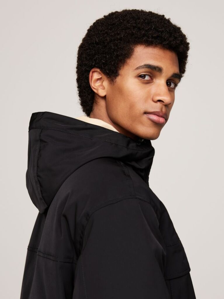 Black Canvas Down Parka  Men