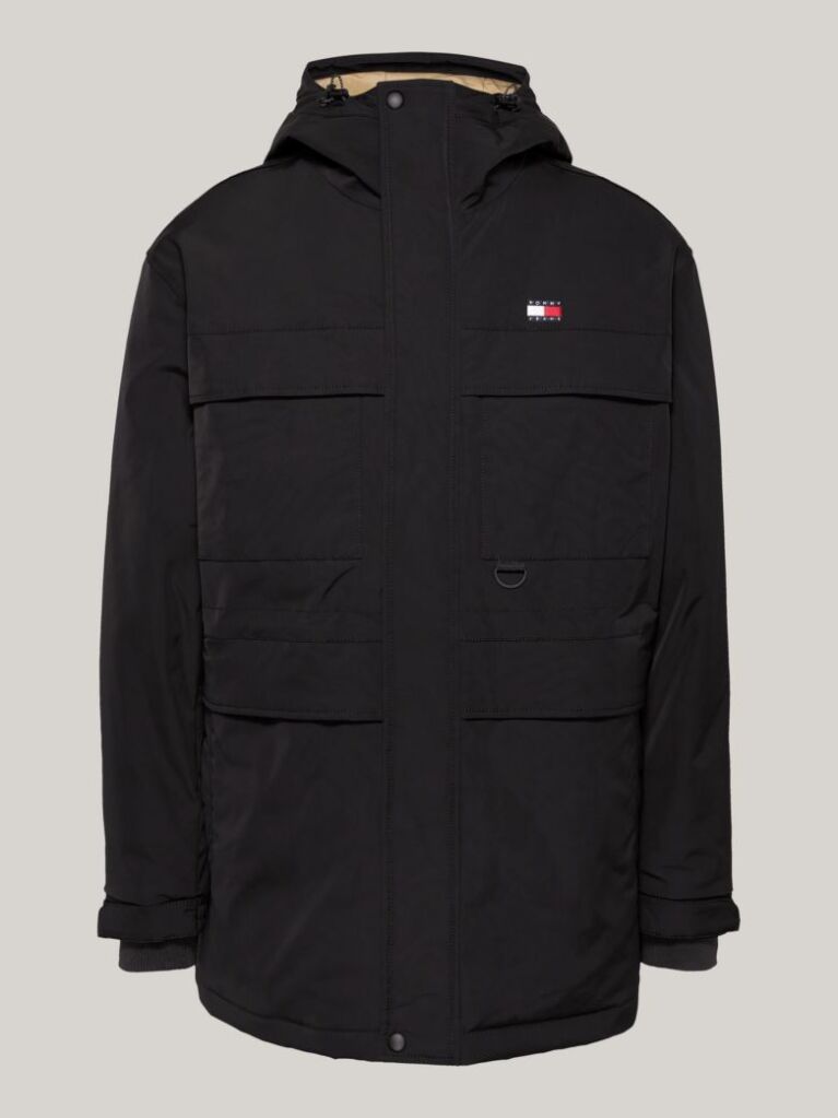 Black Canvas Down Parka  Men