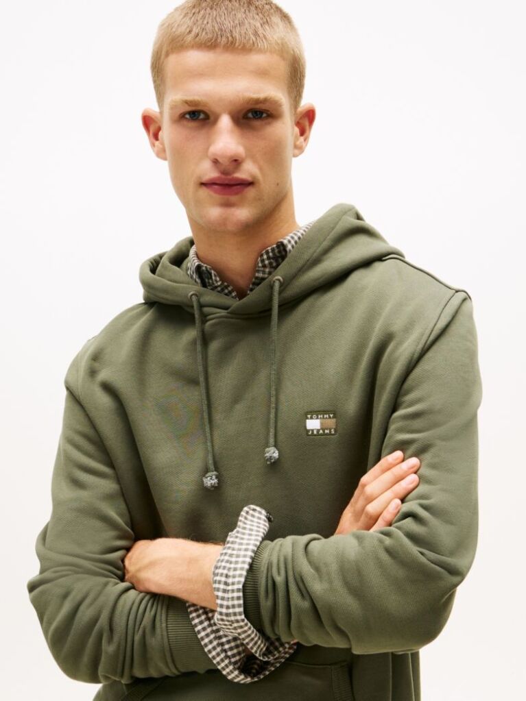 Verde Hanorac Cu Cordon Tommy Badge  Barbati
