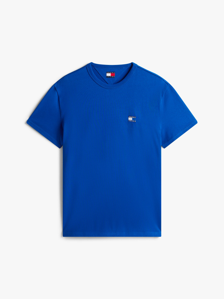 Blue Tricou Cu Guler Rotund Tommy Badge  Barbati