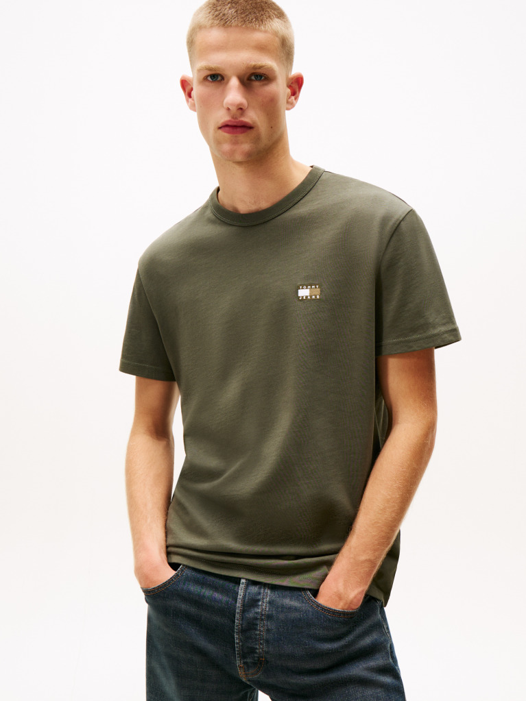 Verde Tricou Cu Guler Rotund Tommy Badge  Barbati