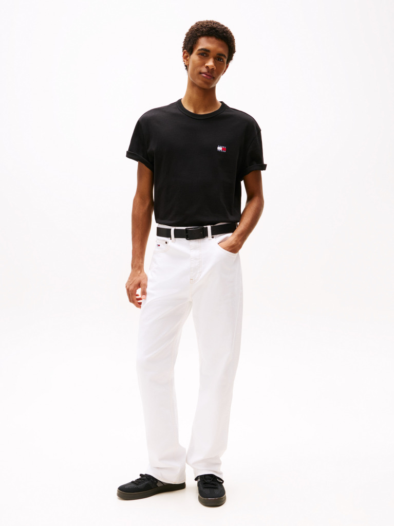 Negru Tricou Cu Guler Rotund Tommy Badge  Barbati