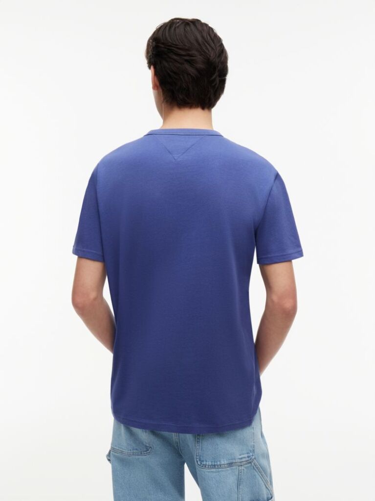 Blue Tricou Cu Guler Rotund Tommy Badge  Barbati
