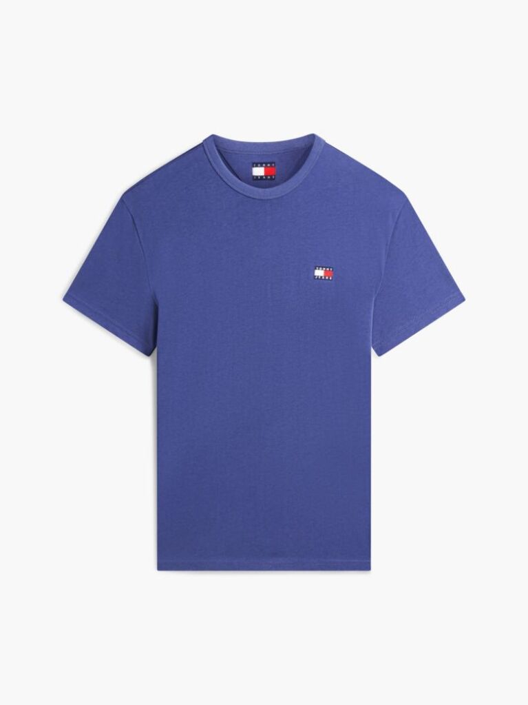 Blue Tricou Cu Guler Rotund Tommy Badge  Barbati