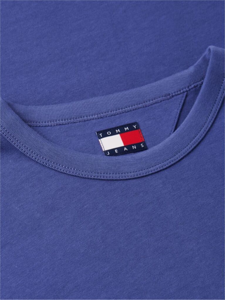 Blue Tricou Cu Guler Rotund Tommy Badge  Barbati