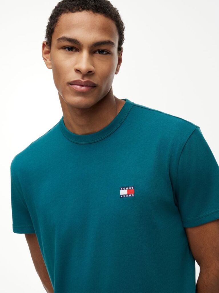 Blue Tricou Cu Guler Rotund Tommy Badge  Barbati