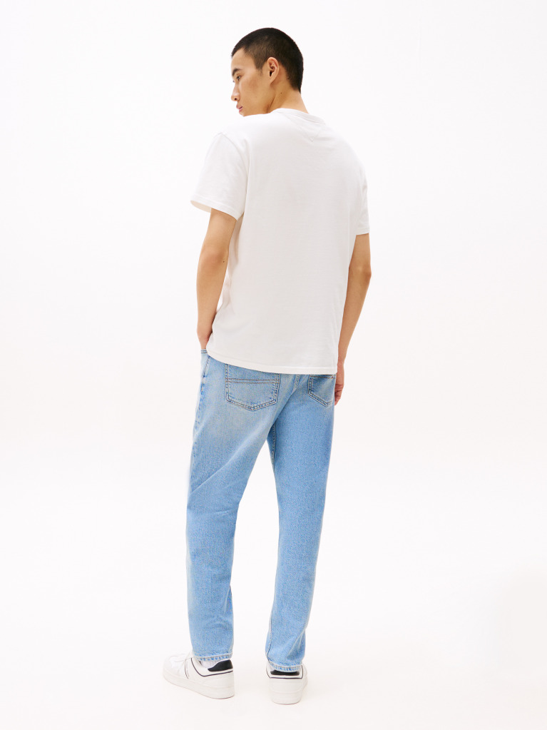 Alb Tricou Cu Guler Rotund Tommy Badge  Barbati