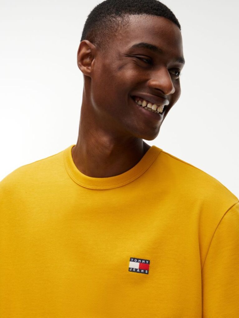 Galben Tricou Cu Guler Rotund Tommy Badge  Barbati
