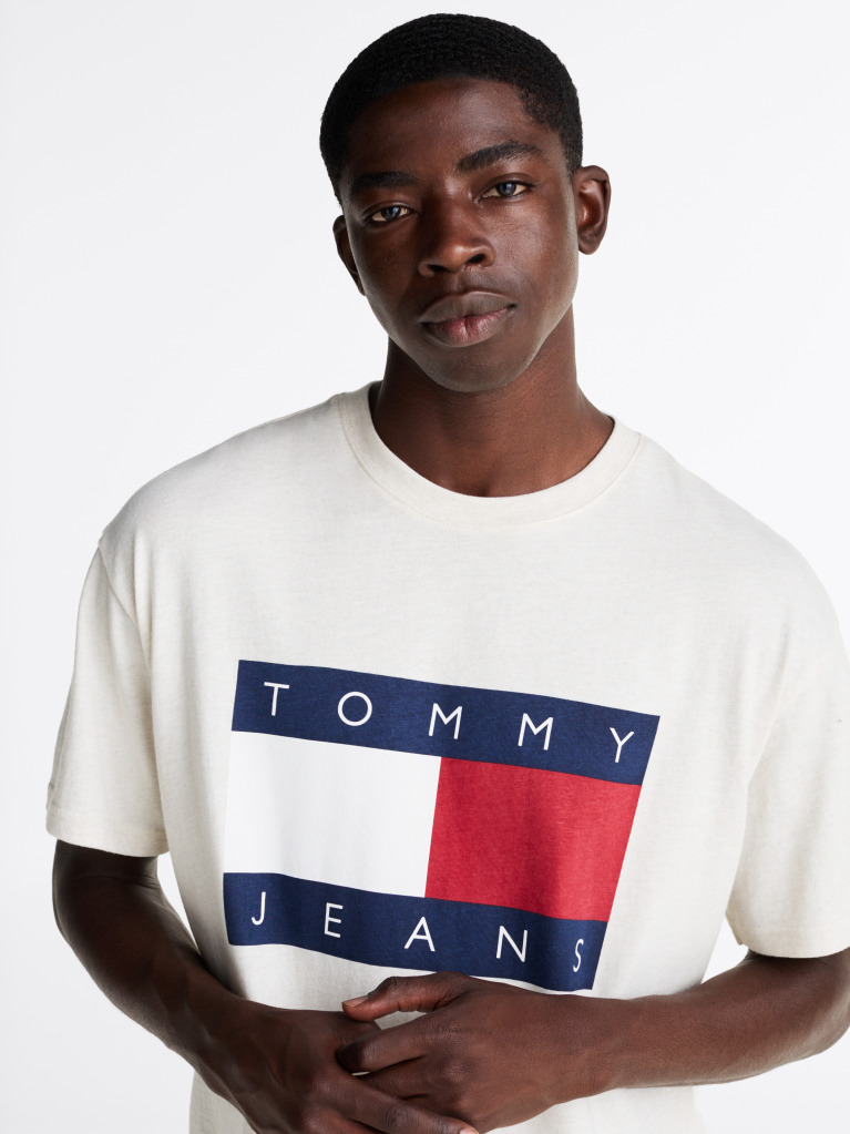 Beige Flag Badge Relaxed T-Shirt  Men