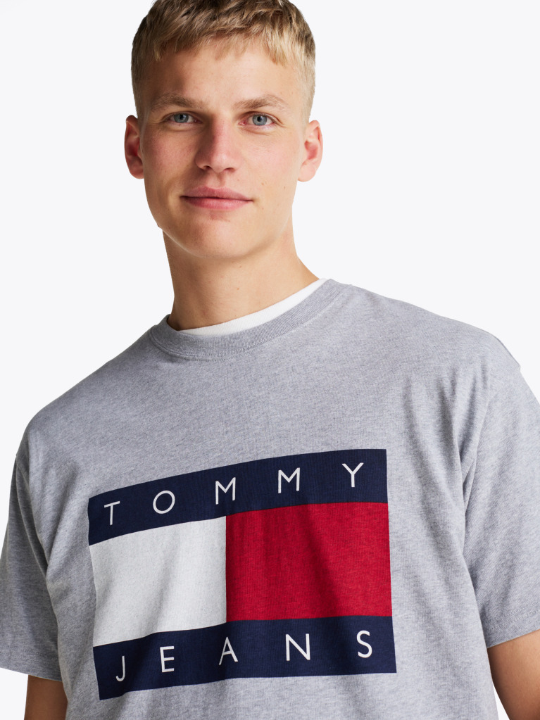 Gri Tricou Relaxat Badge Steag  Barbati